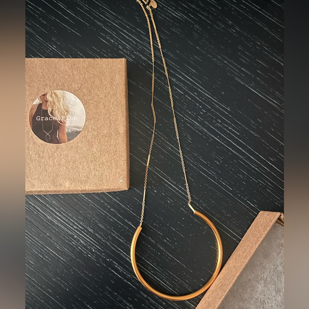 Gold Open Crescent Necklace